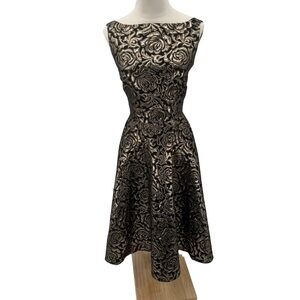 Tatyana Bettie Page Rose Retro Fit And Flare Metallic Gold Dress Size XS Women’s